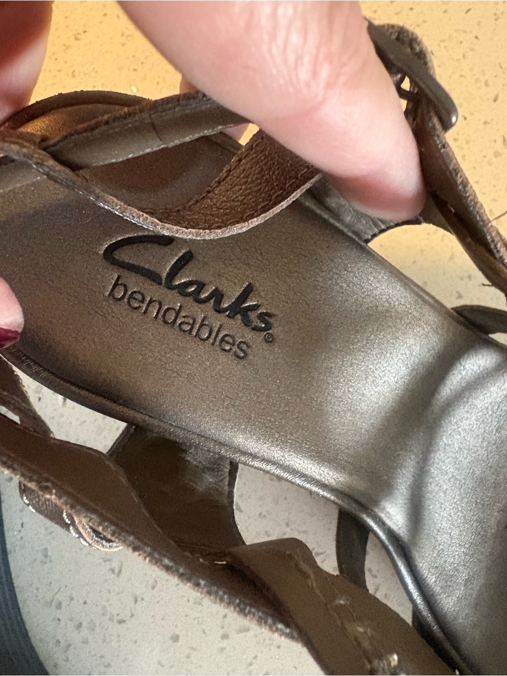 Clarks Women's Metallic Brown Strappy Wedge Sandals - Picture 2 of 5
